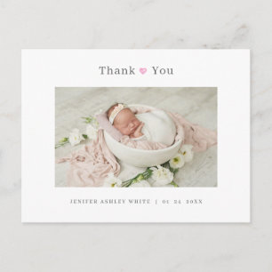 Postal Cartão de agradecimento de bebê com foto minimalis