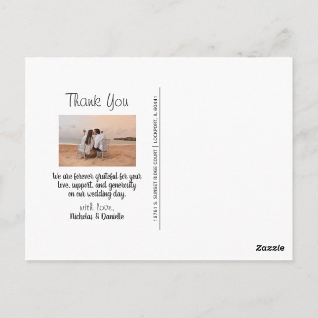 Postal Cartão de agradecimento de casamento (Verso)