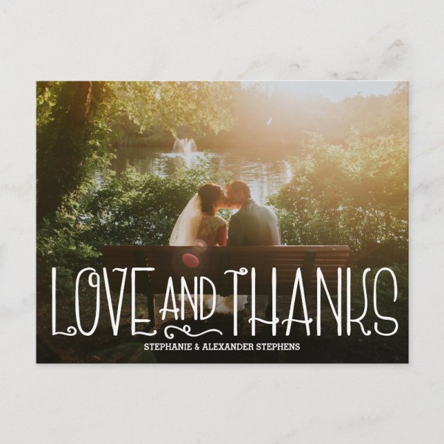 Postal Cartão de Agradecimento de Casamento Amor e Agrade (Frente)