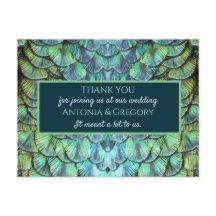 Cartão de Agradecimento de Casamento Aqua Vibrant 