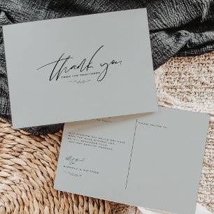 Postal Cartão de Agradecimento de Casamento Azul Pó Minim