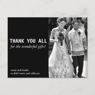 Postal Cartão de Agradecimento de Casamento Barato e Engr
