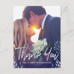 Postal Cartão de agradecimento de casamento com flores pr