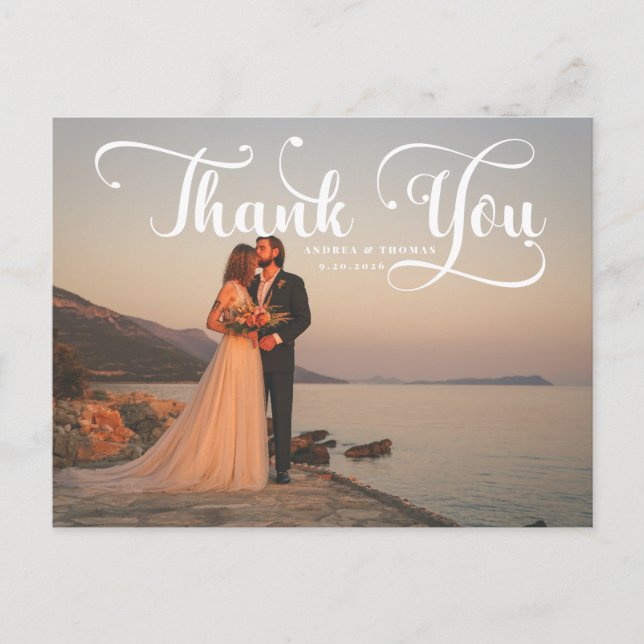 Postal Cartão de agradecimento de casamento com foto (Frente)