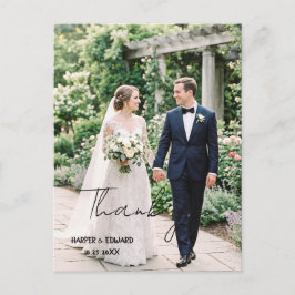 Postal Cartão de agradecimento de casamento com foto chic