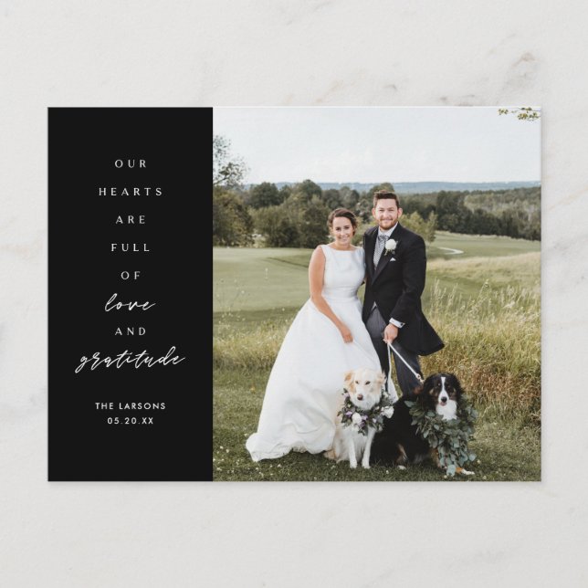Postal Cartão de Agradecimento de Casamento com Foto Cora (Frente)
