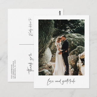 Postal Cartão de agradecimento de casamento com foto de a