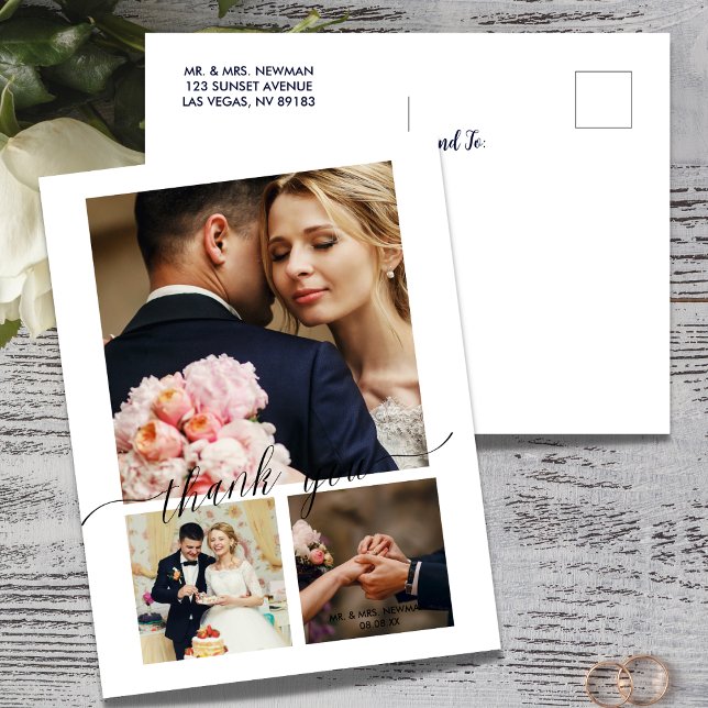 Postal Cartão de Agradecimento de Casamento com Foto do R (Criador carregado)