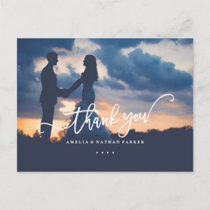 Postal Cartão de agradecimento de casamento com foto dour