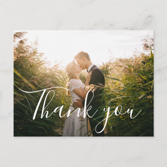 Postal Cartão de agradecimento de casamento com foto e le (Frente)