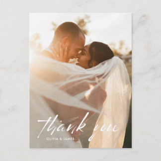 Postal Cartão de Agradecimento de Casamento com Foto e Le