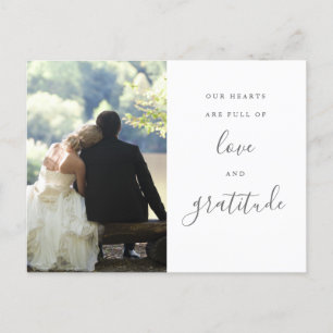 Postal Cartão de agradecimento de casamento com foto em c