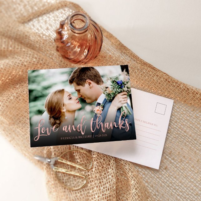 Postal Cartão de agradecimento de casamento com foto em d (Criador carregado)