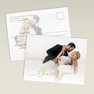 Postal Cartão de Agradecimento de Casamento com Foto em L