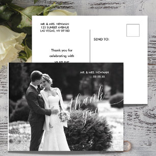 Postal Cartão de Agradecimento de Casamento com Foto Mini