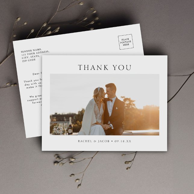 Postal Cartão de Agradecimento de Casamento com Foto Simp (Criador carregado)