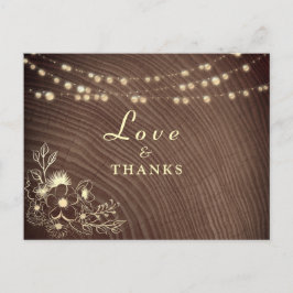 Postal Cartão de Agradecimento de Casamento com Luzes de