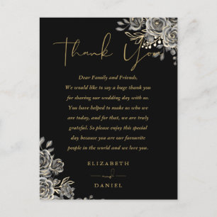 Postal Cartão de Agradecimento de Casamento com Rosas Flo