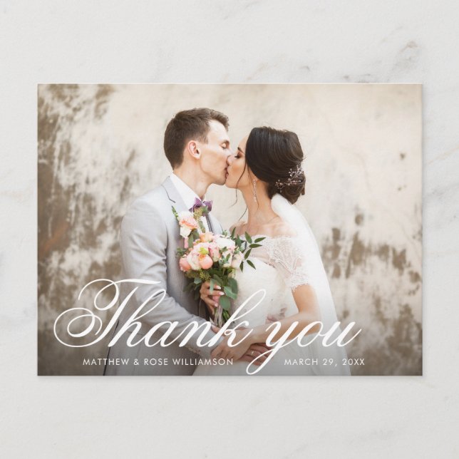 Postal Cartão de agradecimento de casamento com sobreposi (Frente)