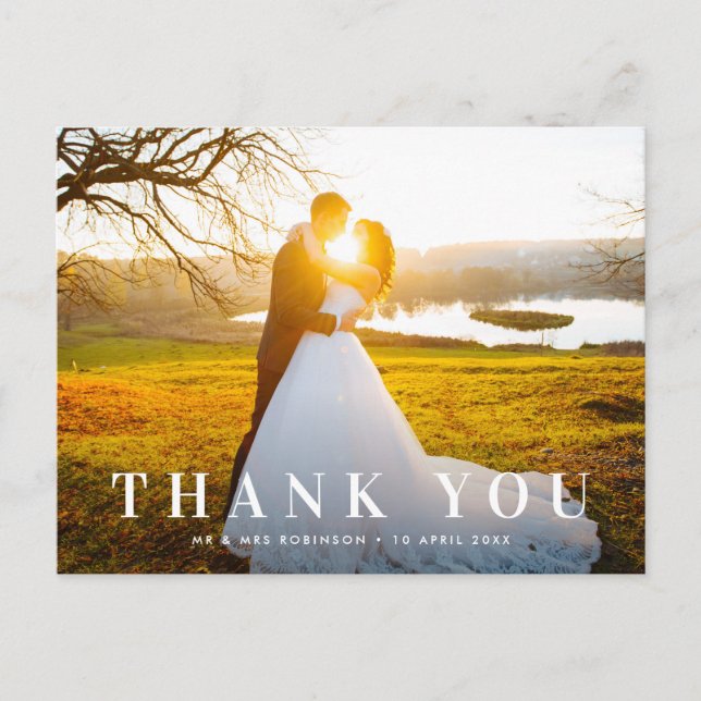 Postal cartão de agradecimento de casamento com texto bra (Frente)