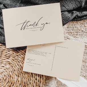 Postal Cartão de Agradecimento de Casamento Cor Neutra Mi