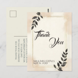 Postal Cartão de Agradecimento de Casamento de Folha Verd