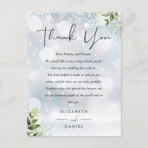 Postal Cartão de Agradecimento de Casamento de Inverno co