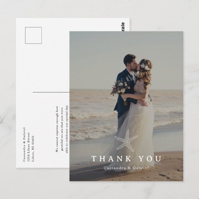 Postal Cartão de agradecimento de casamento de Lihue com  (Frente/Verso)