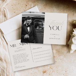Postal Cartão de agradecimento de casamento elegante mode