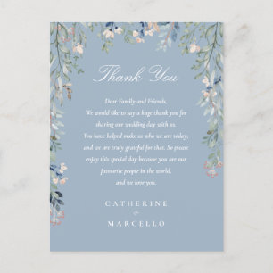 Postal Cartão de Agradecimento de Casamento em Azul Poeir
