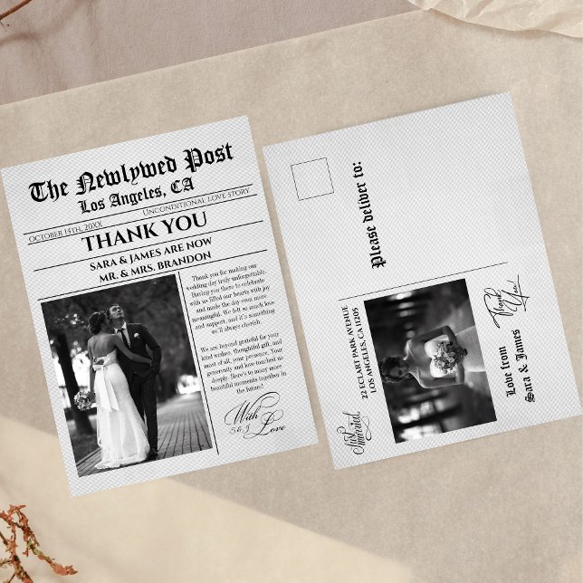 Postal Cartão de agradecimento de casamento em formato de (Criador carregado)