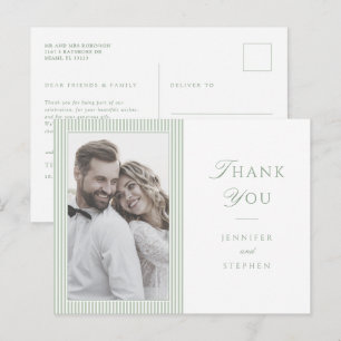 Postal Cartão de Agradecimento de Casamento em Verde Sage