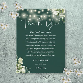 Postal Cartão de Agradecimento de Casamento Emerald Green