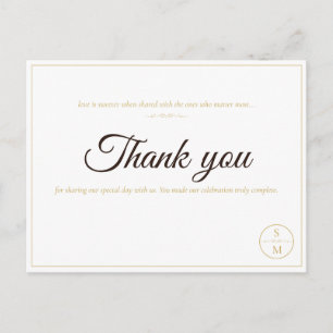 Postal Cartão de Agradecimento de Casamento Minimalista c