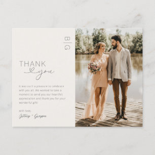 Postal Cartão de agradecimento de casamento minimalista e