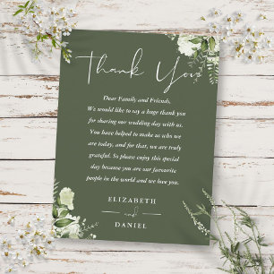 Postal Cartão de Agradecimento de Casamento Olive Green G