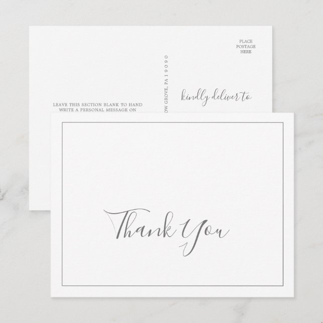 Postal Cartão de Agradecimento de Casamento Prateado Mini (Frente/Verso)