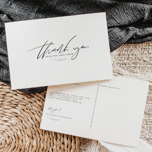 Postal Cartão de Agradecimento de Casamento Preto e Branc