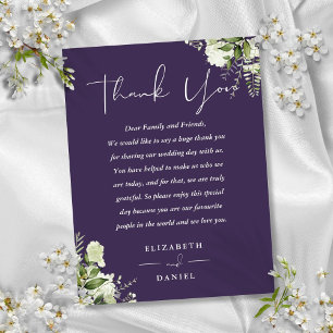 Postal Cartão de Agradecimento de Casamento Purple Greene