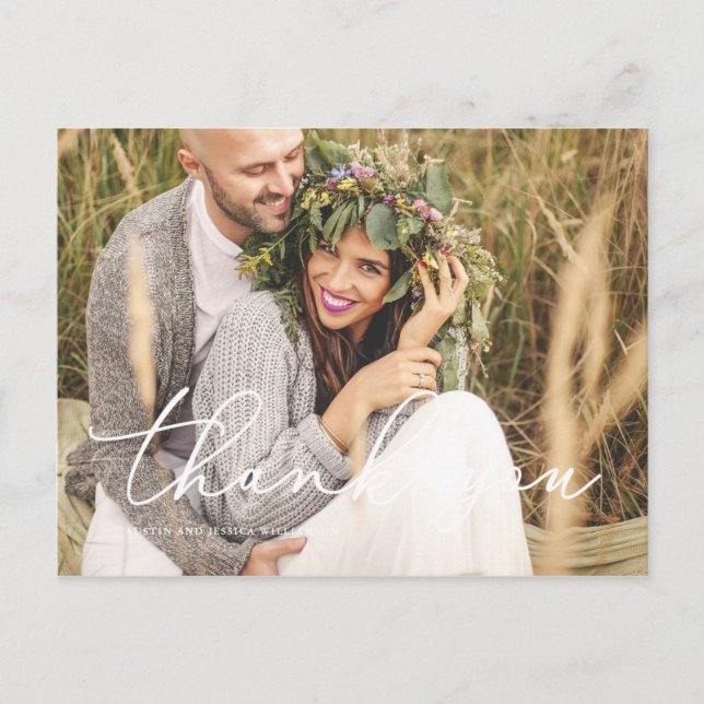 Postal Cartão de agradecimento de casamento rústico (Frente)