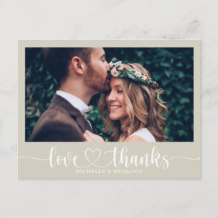 Postal Cartão de agradecimento de casamento simples e ele