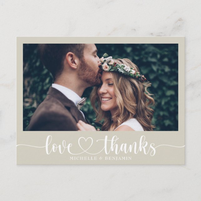 Postal Cartão de agradecimento de casamento simples e ele (Frente)