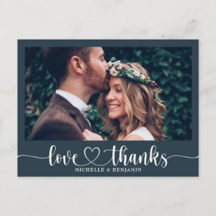 Postal Cartão de agradecimento de casamento simples e ele