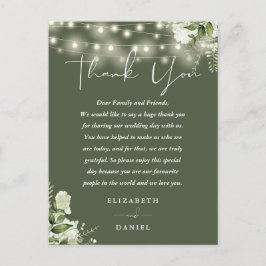 Postal Cartão de Agradecimento de Casamento Verde Oliva c