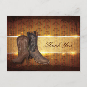 Postal cartão de agradecimento de casamento western cowbo