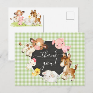 Postal Cartão de Agradecimento de Chuvinha de Bebê Animai