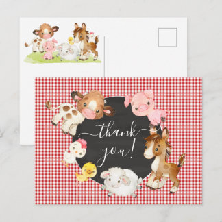 Postal Cartão de Agradecimento de Chuvinha de Bebê Animai
