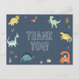 Postal Cartão de agradecimento de dinossauro fofo