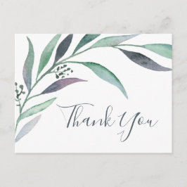 Postal Cartão de agradecimento de Eucalipto Roxo e Verde