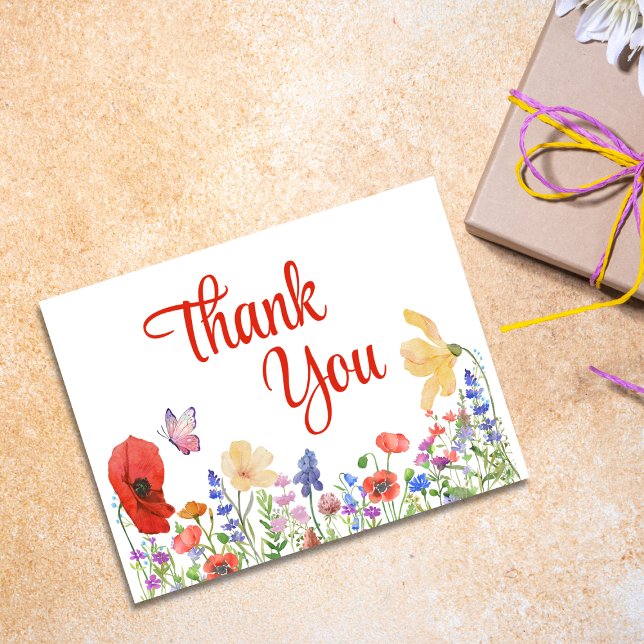 Postal Cartão de agradecimento de flores de aquarela (Criador carregado)